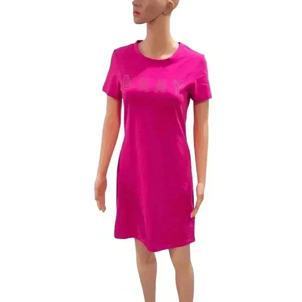 Bright Pink DKNY T-Shirt Dress - Casual & Stylish - Picture 4 of 14